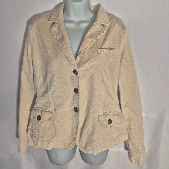 Talbots cream colored stretch Corduroy jacket in size 14/Large - Picture 15 of 16